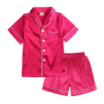 Short Sleeve Solid Silk Satin Nightgown Set Set Alex + Nova 9-12 Monhts Hot Pink