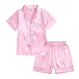 Short Sleeve Solid Silk Satin Nightgown Set Set Alex + Nova 9-12 Monhts Pink