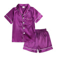 Short Sleeve Solid Silk Satin Nightgown Set Set Alex + Nova 9-12 Monhts Purple