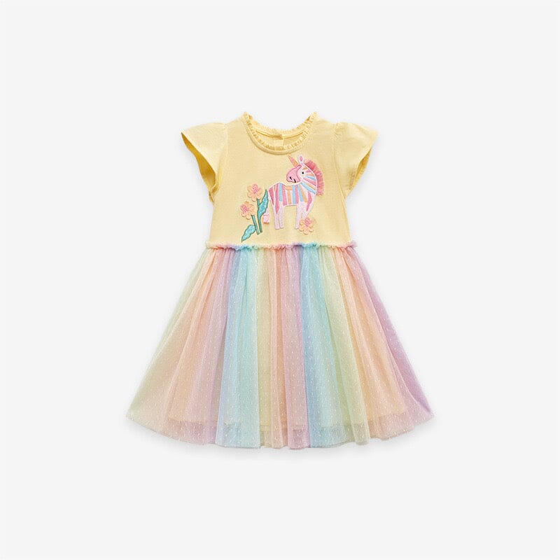Embroidered Unicorn Rainbow Summer Dress 7-8 Years