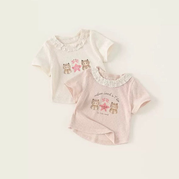 Forest Friends Lace-Collar Tee Top Alex + Nova 