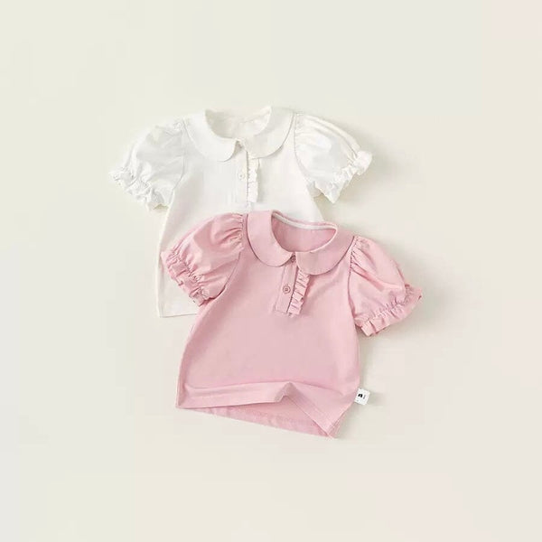 Sweet Puff Sleeve Collared Tee Top Alex + Nova 