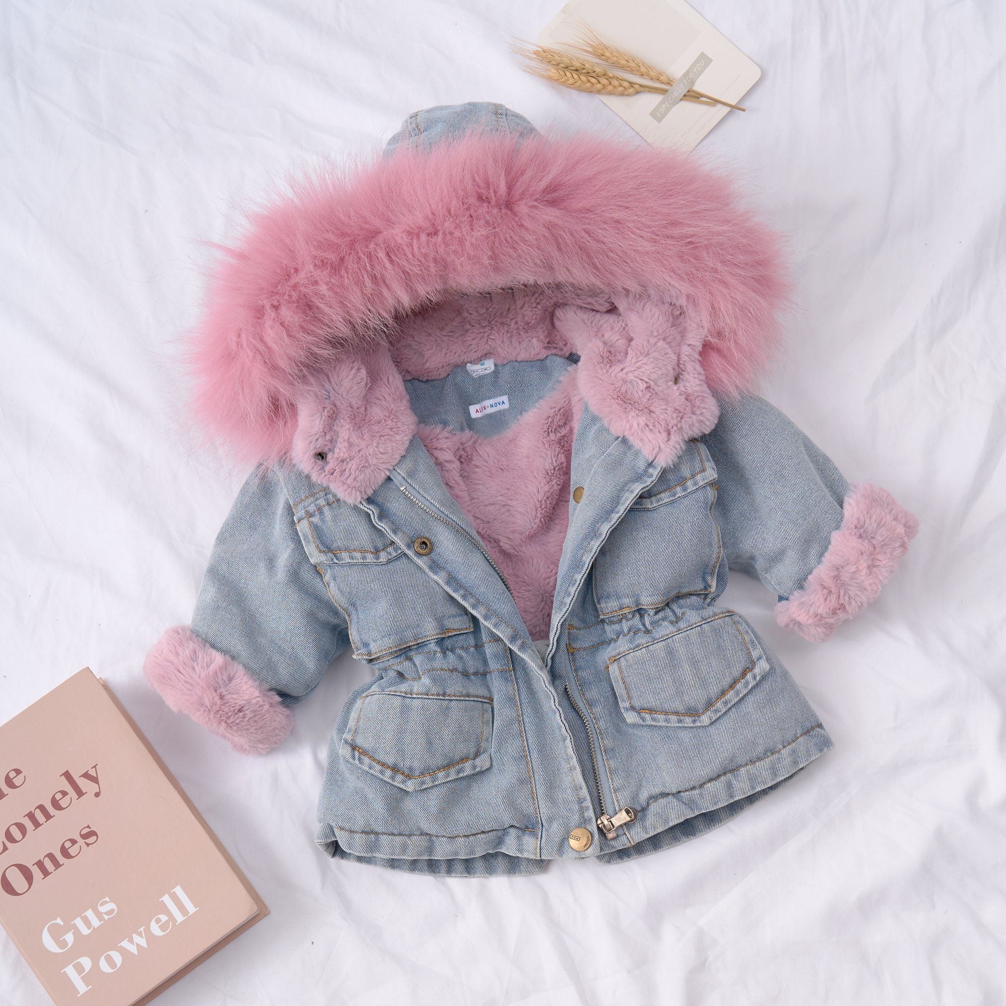 Holly Oversized Denim Fur Hooded Winter Coat Jacket – Alex + Nova